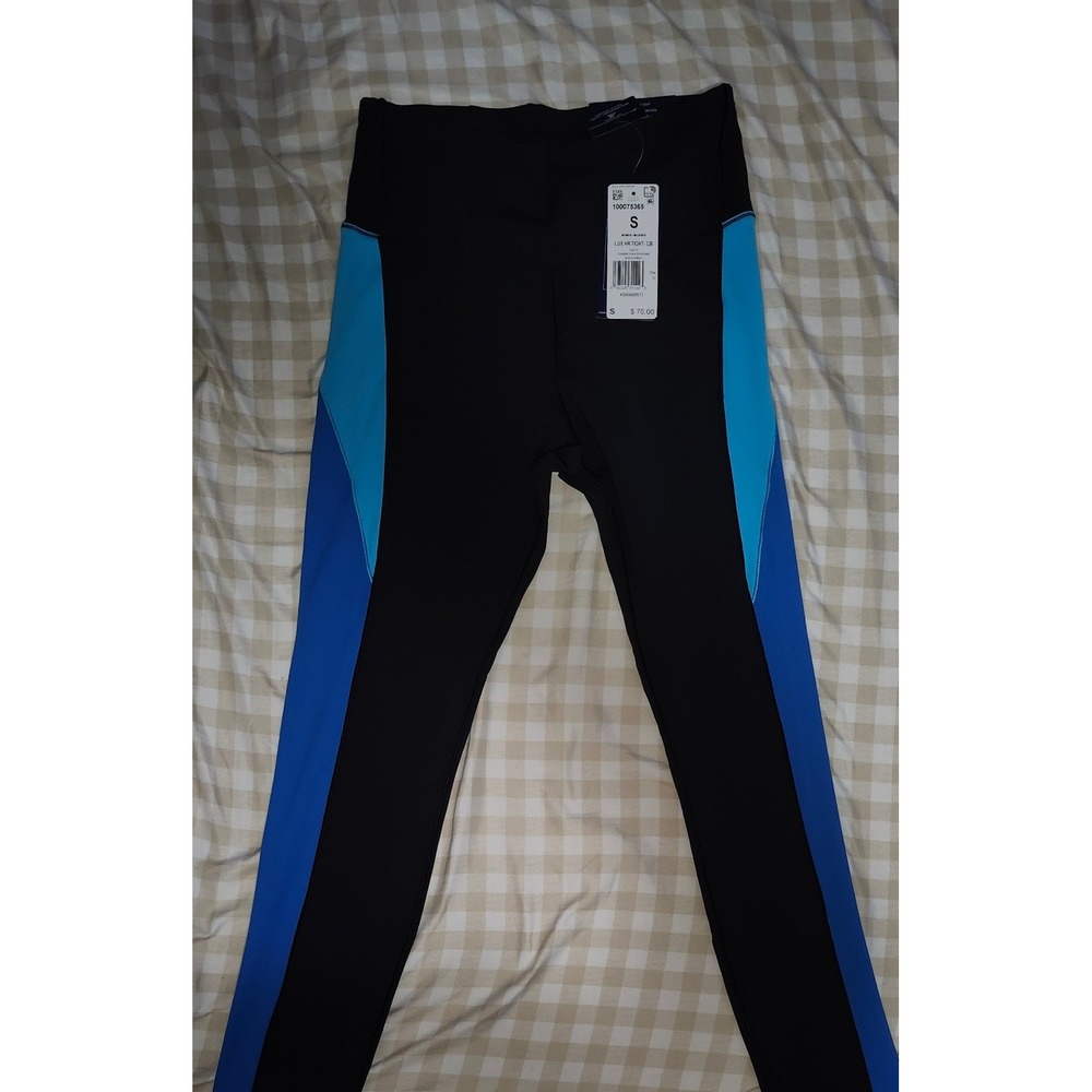 Reebok Lux High Rise Tight Colorblock Leggings Black Blue Womens‎ S NWT